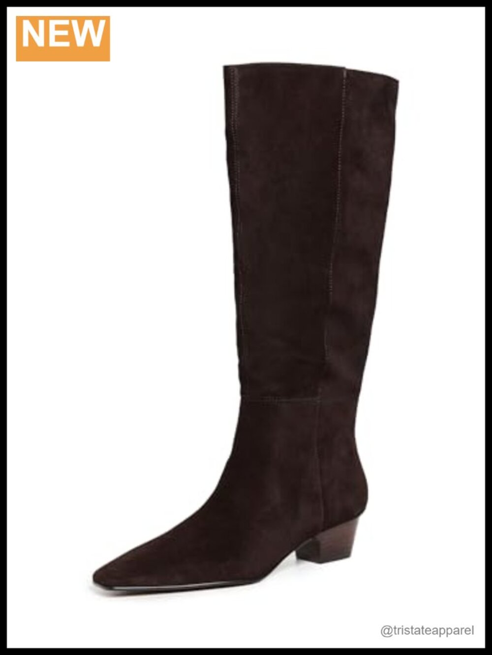 Knee-High Suede Boots with Block Heel, Zip Closure, Leather Outsole - Women's